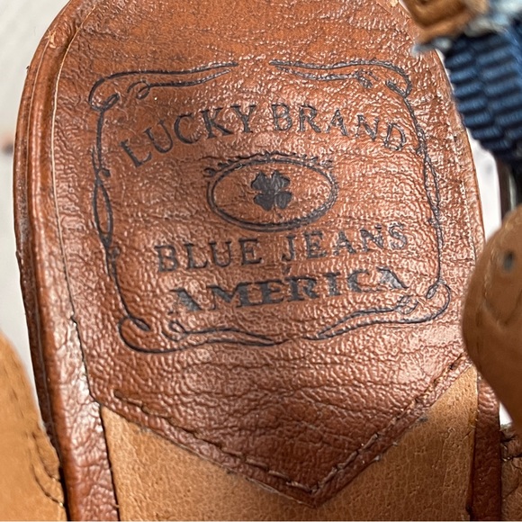 LUCKY BRAND Peggy Y2K denim platform chunky heel open toe shoes NWT, size 7 - Picture 2 of 12